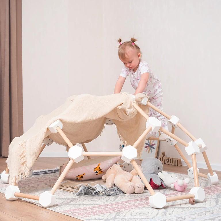 Montessori Wood and Hearts Climbing Dome M Natural Wood + White