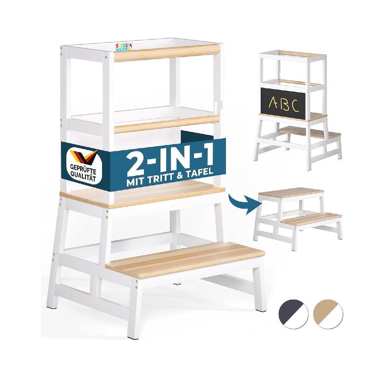 Montessori Spielwerk Toddler Tower With Chalkboard White
