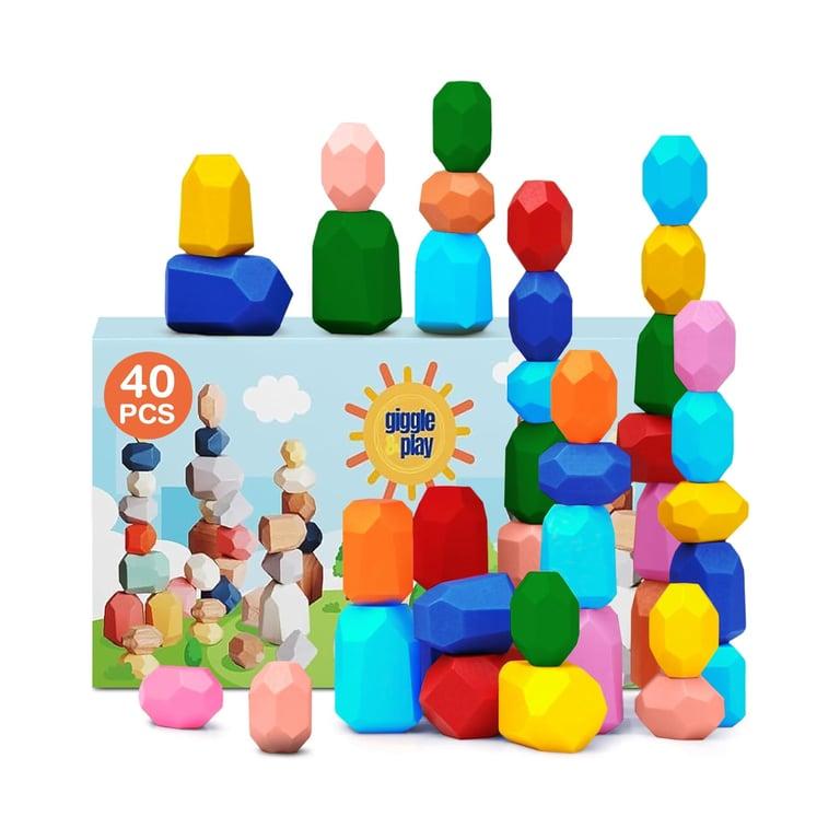 Montessori Giggle & Play Wooden Stacking Stones Set