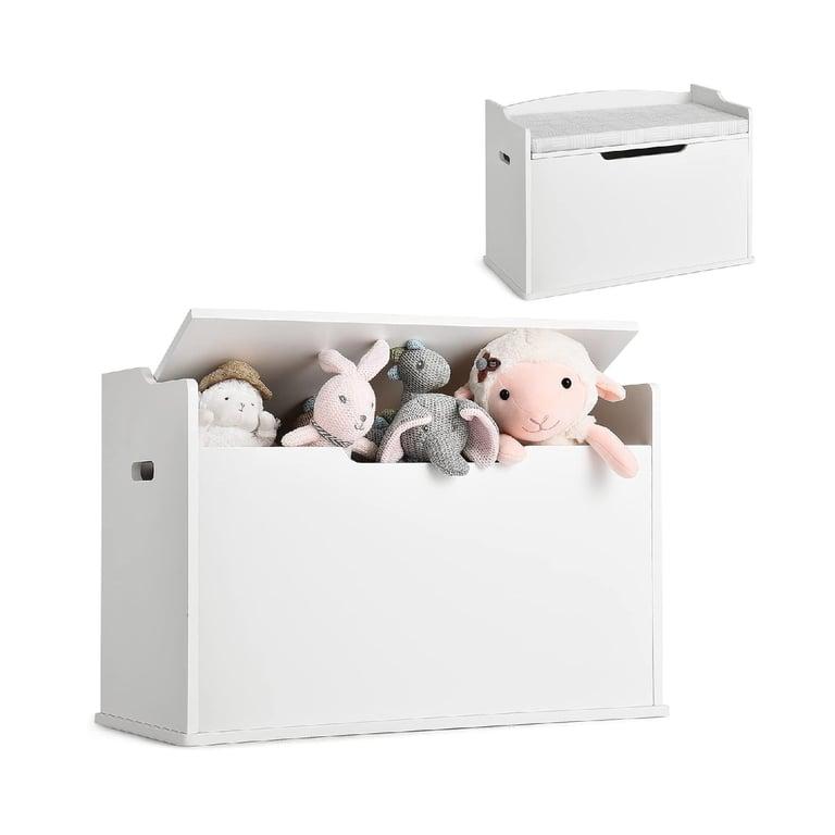 Montessori Costway Storage Bench White With Cushion