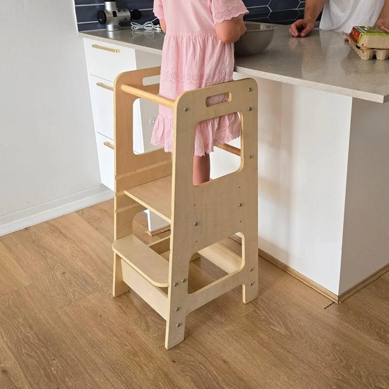 Montessori Four Little Monkeys Adjustable Toddler Tower Natural