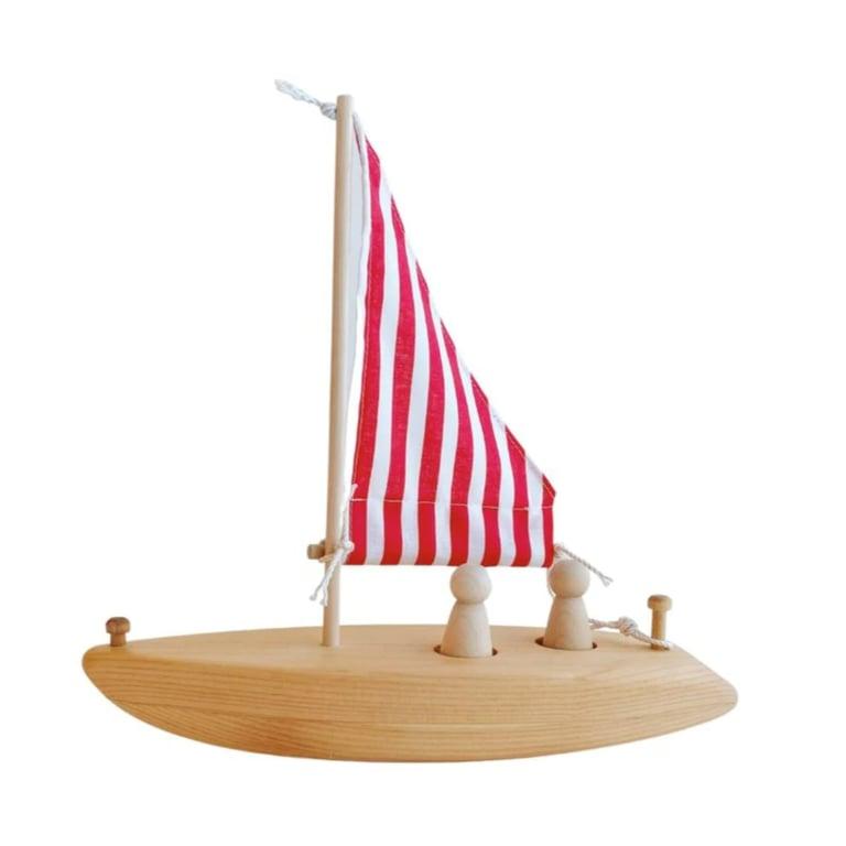 Montessori Bella Luna Toys Wooden Toy Sailboat Red & White