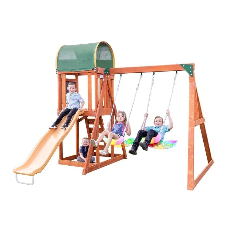 Montessori Sportspower North Star Swing Set With LED Swings and 6ft Slide