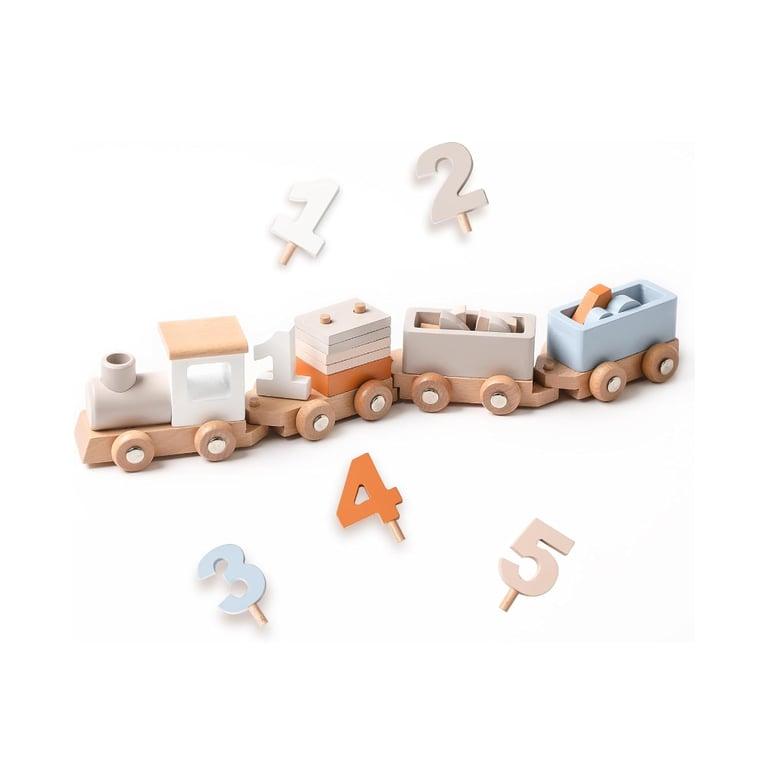 Montessori Samonyed Wooden Stacking Train Set