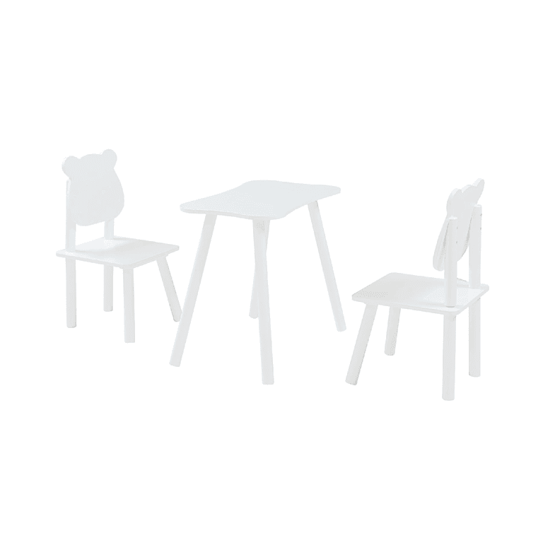 Montessori en casa Table and 2 Chairs Set Bear White