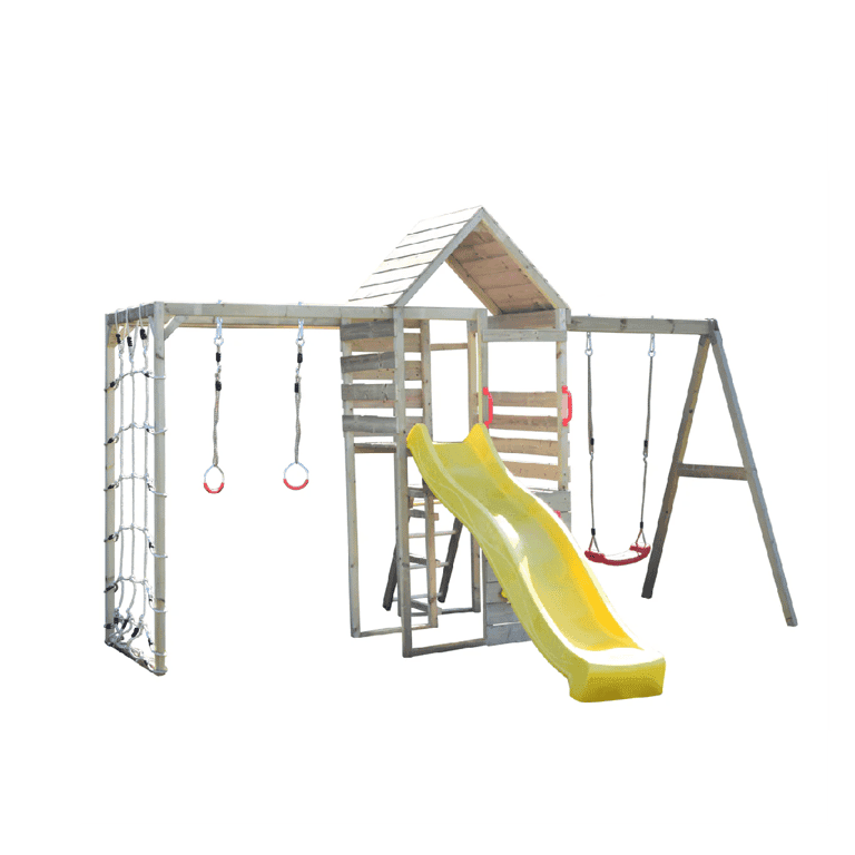 Montessori Wendi Toys Climb Tower Swing Set With Gym Attachment and Single Swing