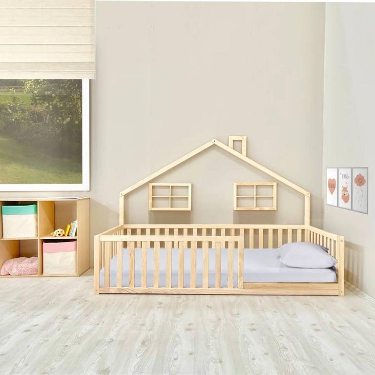 Montessori Simre Home Living Floor Bed House Frame With Rails Twin