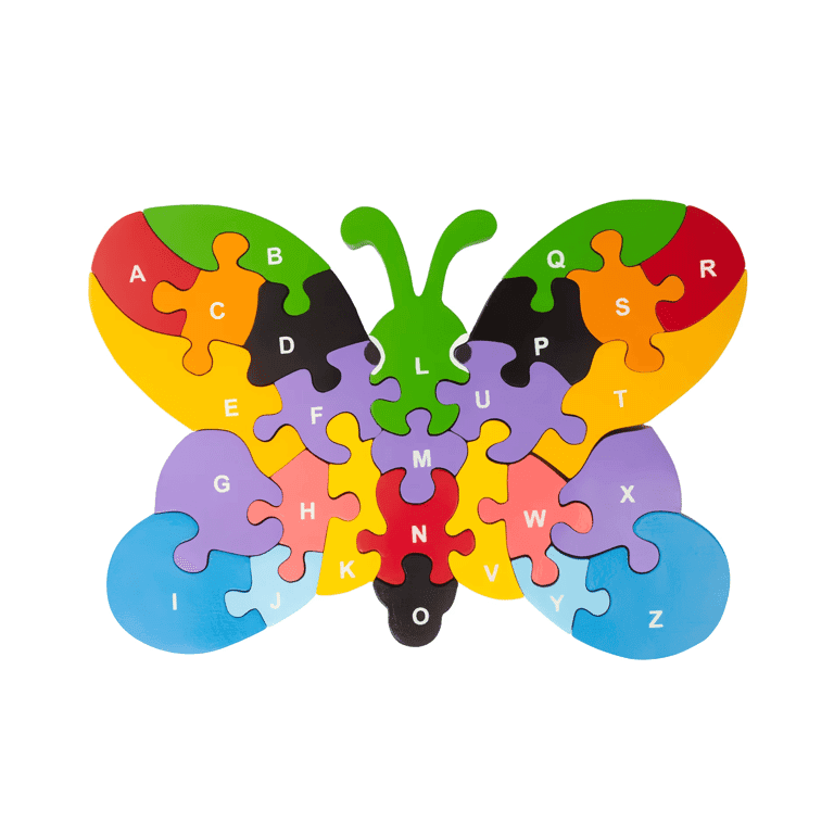 Montessori Red Fish Toys Wooden Butterfly Alphabet Puzzle