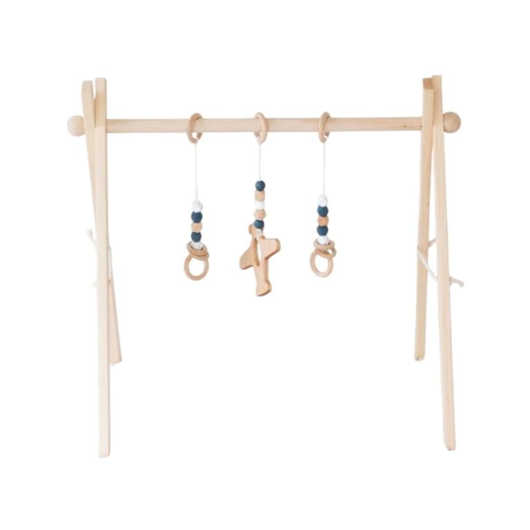 Montessori My Little Songbird Airplane Play Gym Natural With 3 Toys Sapphire