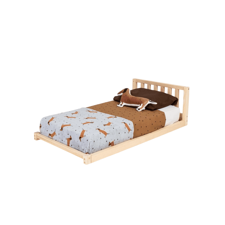 Montessori Sweet HOME From Wood Twin Floor Bed With Headboard Pine Wood