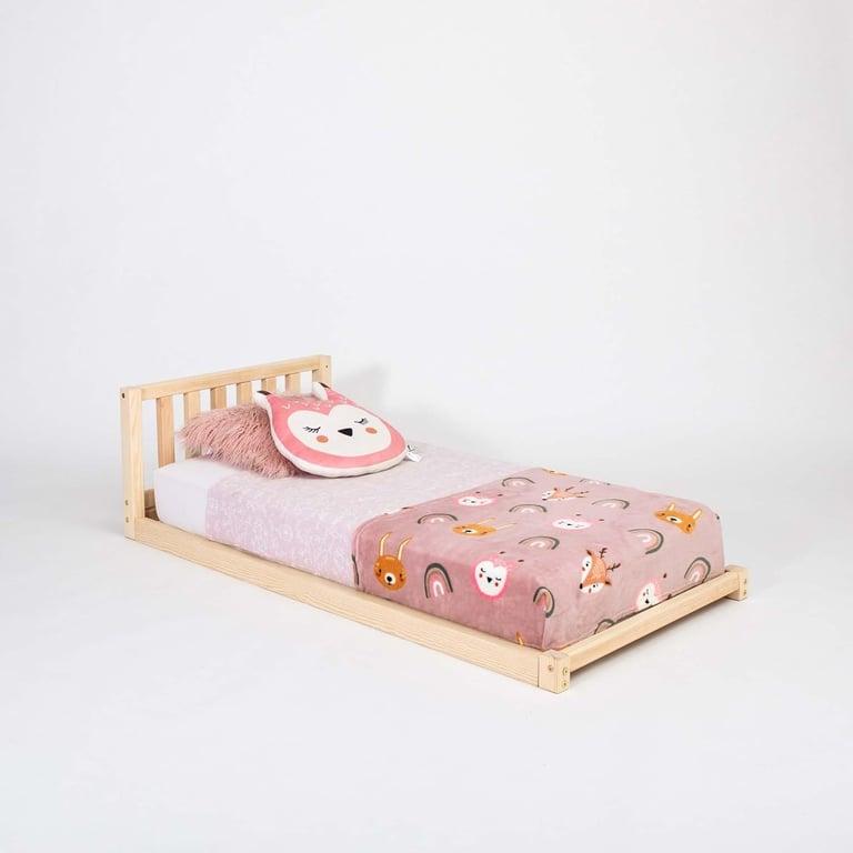 Montessori Sweet Home From Wood Wooden Floor Bed With Headboard Full Pine Wood