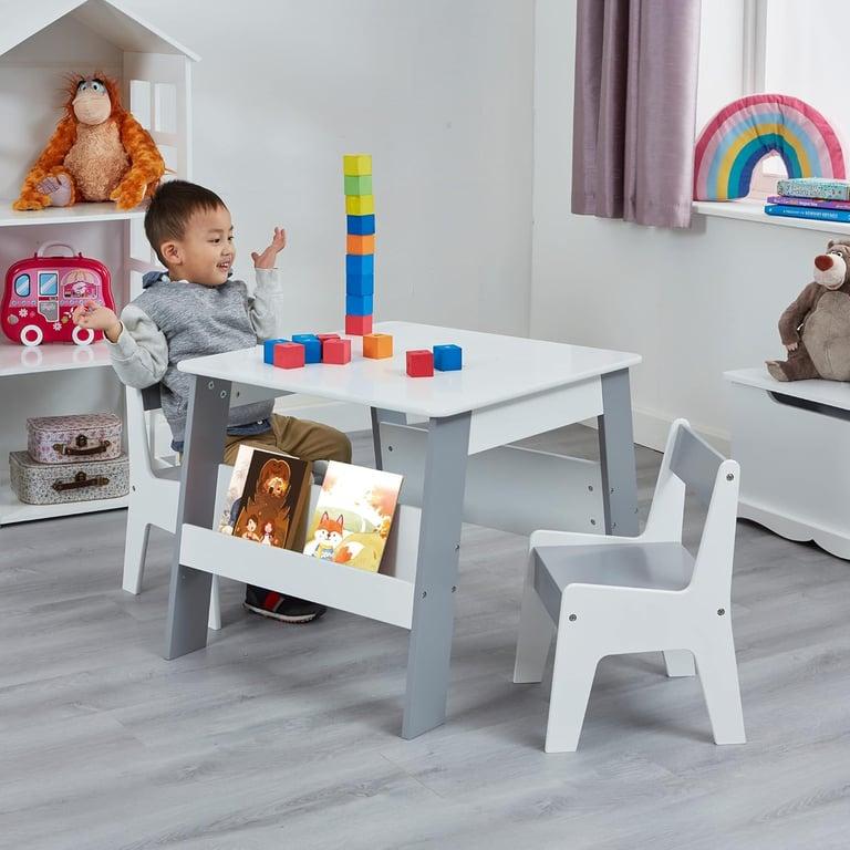 Montessori Liberty House Toys Table and 2 Chairs Set White Gray