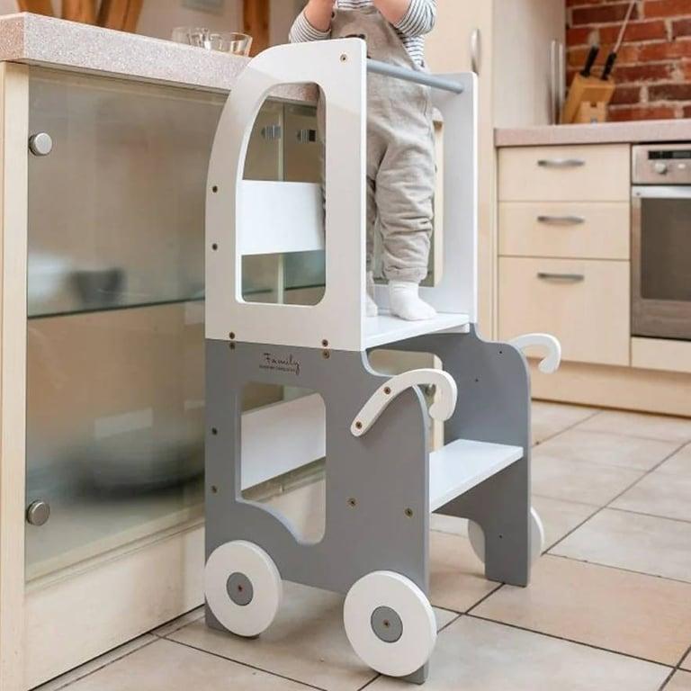 Montessori The Learning Tower Company The Wheely Fun Convertible Toddler Tower Trolley White-Grey