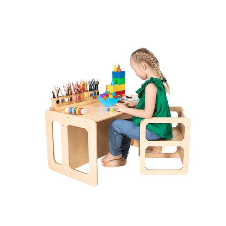 Montessori Sweet Home From Wood Weaning Table and Chair Set Lacquered