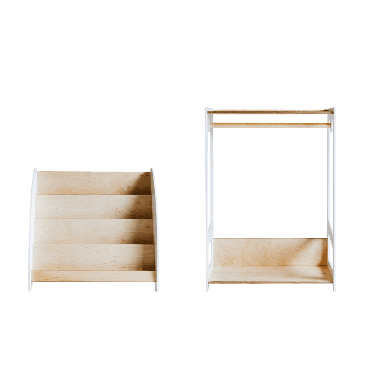 Montessori Weco Coat Rack & Bookshelf Set White