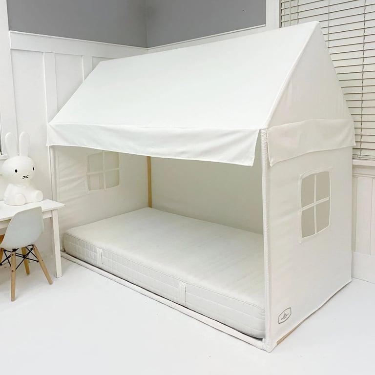 Montessori Domestic Objects House-Shaped Canopy Twin Floor Bed White