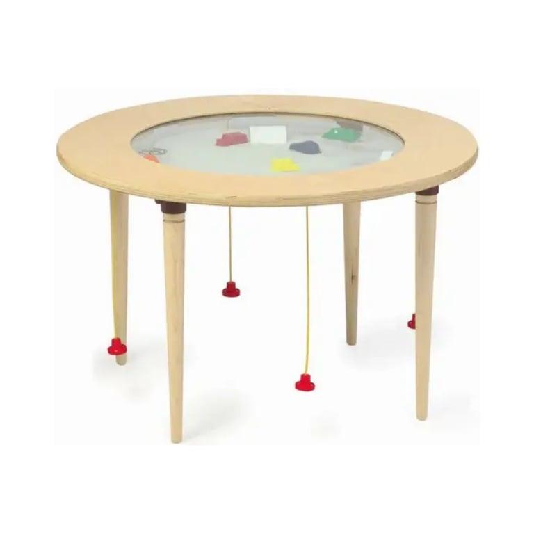Montessori Gressco Colors and Shapes Round Magnetic Sand Activity Table Natural