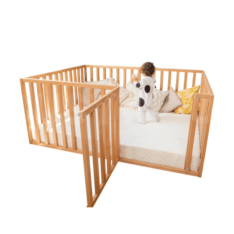 Montessori BusyWood Full Floor Bed With Rails Natural