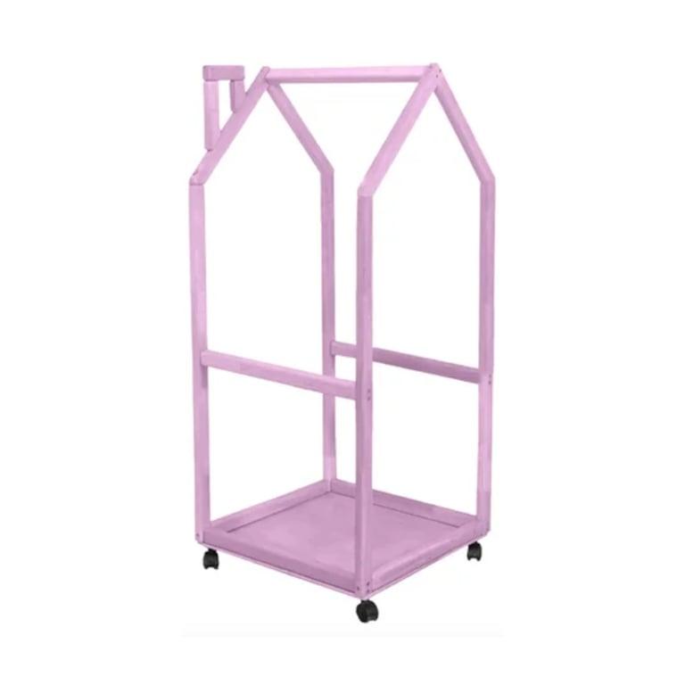 Montessori BusyWood Kids Clothing Rack With Wheels Pink