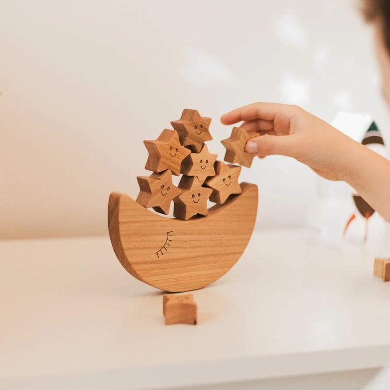 Montessori Busy Puzzle Moon Wooden Balance Toy With Keeping Bag