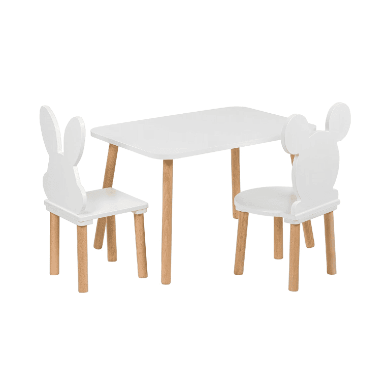 Montessori PlayPals Table and 2 Chairs Set White