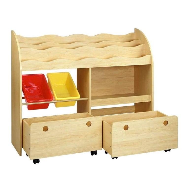 Montessori Artiss Keezi 3 Tiers Storage Shelf With 2 Removable Bins Drawers