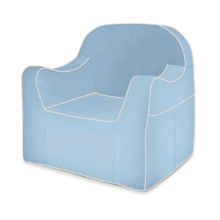 Montessori P'kolino Children's Reading Chair Light Blue With White Piping