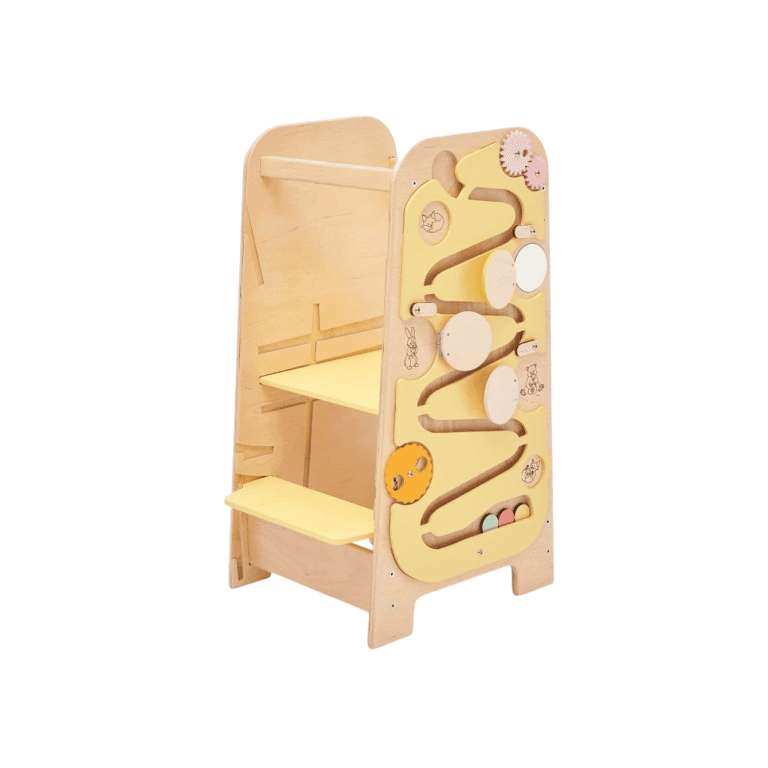 Montessori Elis Design Toddler Tower With Activities Yellow