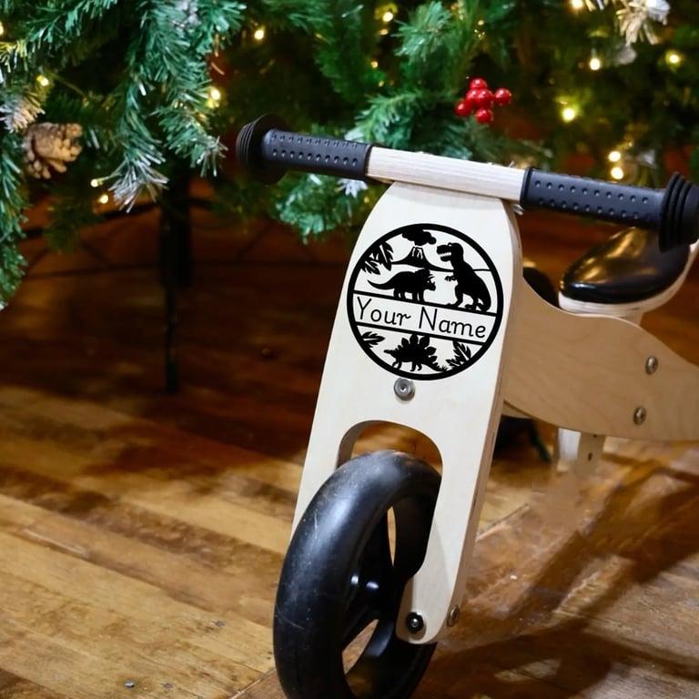 Montessori Bike & Me Personalized Wooden 2-in-1 Balance Bike 3 Dinos