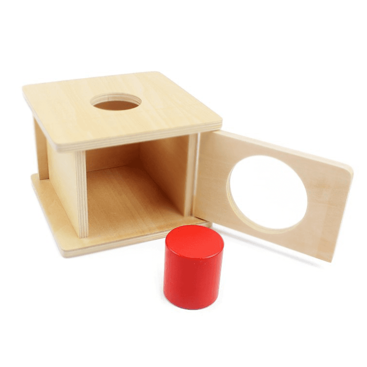Montessori Nafees Creations Imbucare Box With Thick Cylinder Prism Bare Wood Waxed