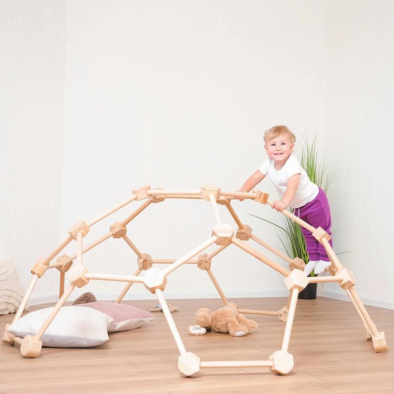 Montessori Wood and Hearts Climbing Dome L Natural Wood 