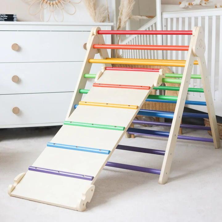 Montessori Toys From The Woods Climbing Triangle and Slide Rainbow