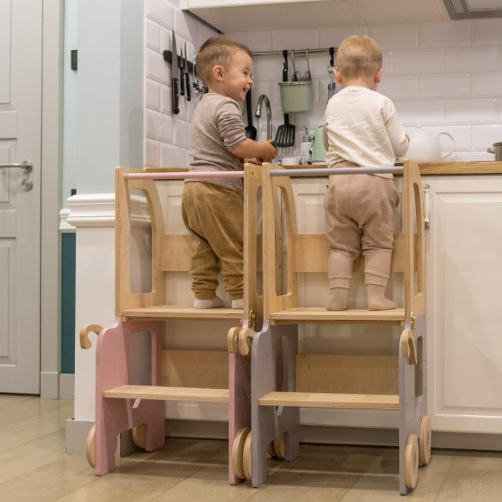 Montessori Family SCL Trolley Learning Tower Natural Pink