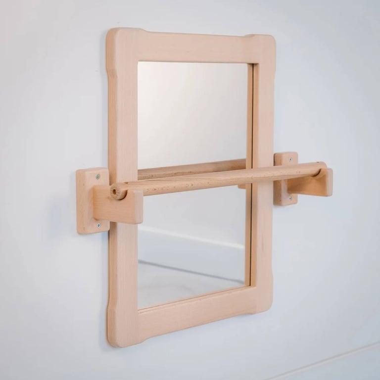 Montessori Woodjoy Montessori Small Mirror With Short Wooden Pull-Up Bar Natural