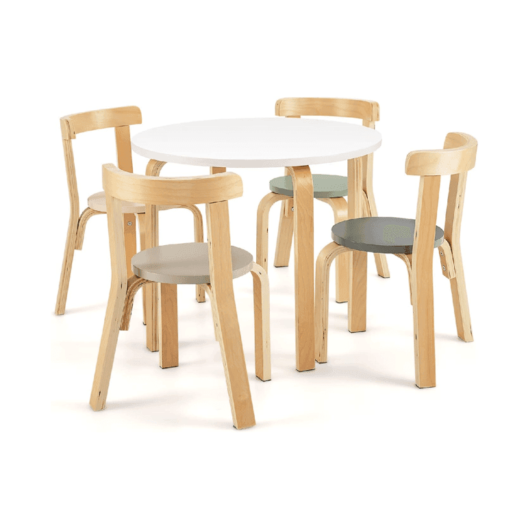 Montessori Costway Table and 4 Chairs Set Colorful