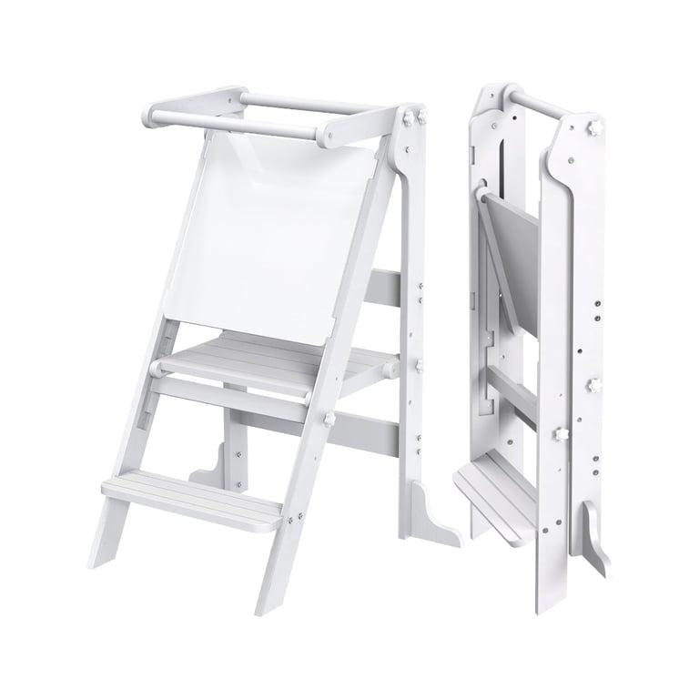 Montessori SAUCE ZHAN Foldable Toddler Tower With Whiteboard and Chalkboard