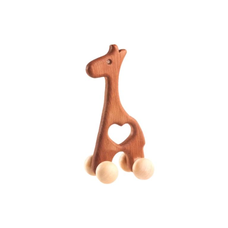 Montessori PoppyBabyCo Wooden Push Toy Giraffe