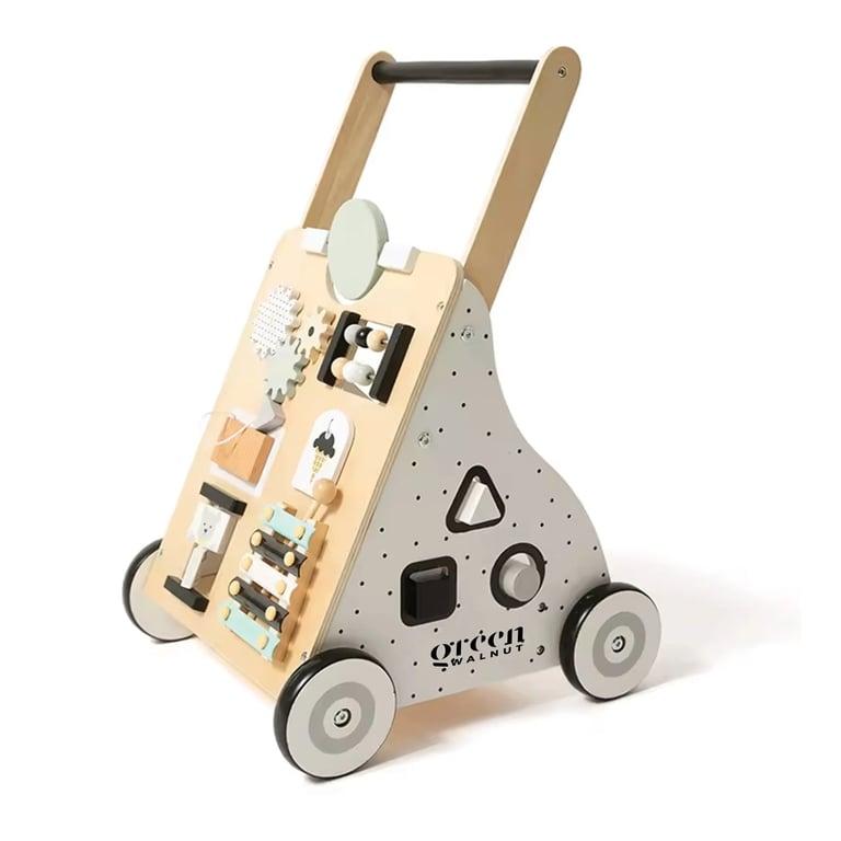 Montessori Green Walnut Wooden Activity Walker