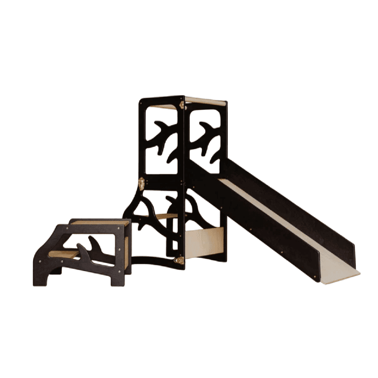 Montessori Weco 4 in 1 Tree Design Kitchen Tower With Slide and Step Stool Black