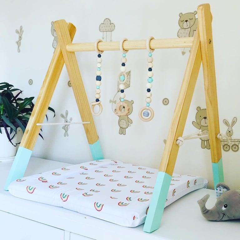 Montessori Mama's Secret Wooden Baby Gym Mint Green