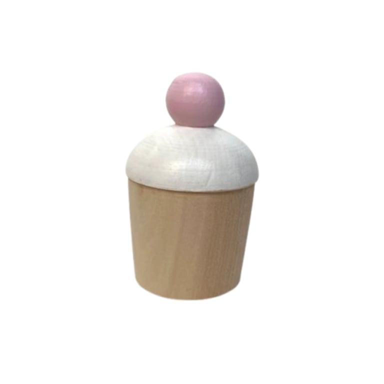 Montessori PoppyBabyCo Wooden Cupcake Toy Pink