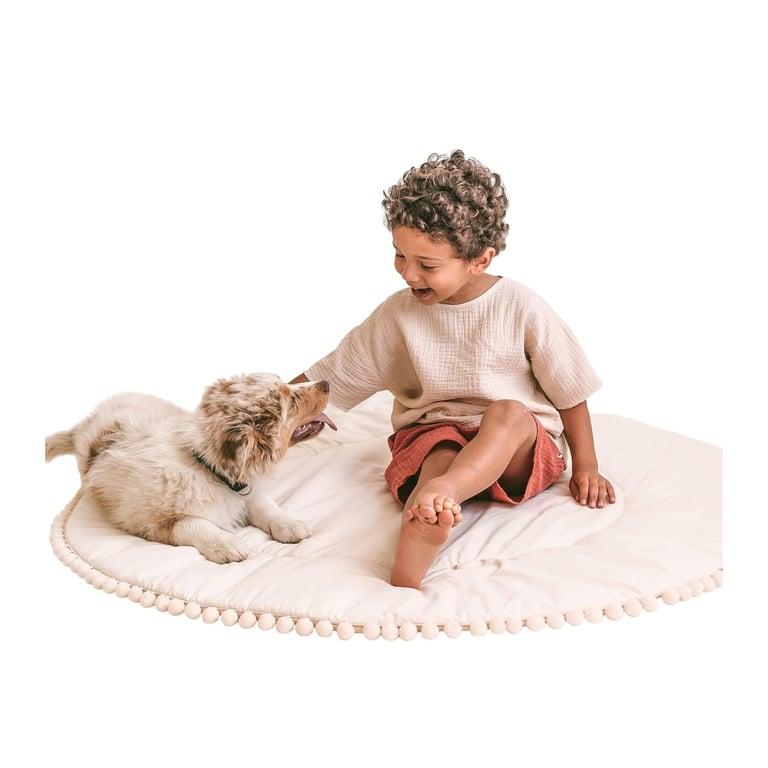 Montessori MINICAMP Padded Playmat Ecru Pompom Trim