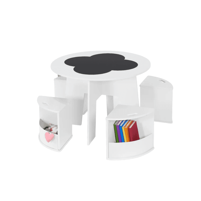 Montessori Sweeek Table and 4 Chairs Set Nephos White