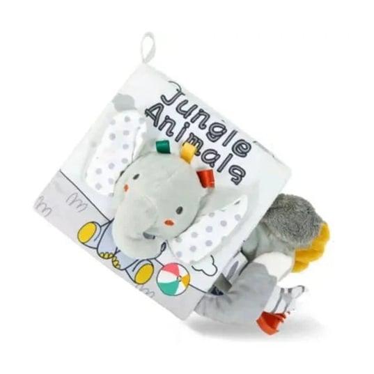 Montessori Baby Stork Soft Crinkle Book With Plush Toy Tails Elephant