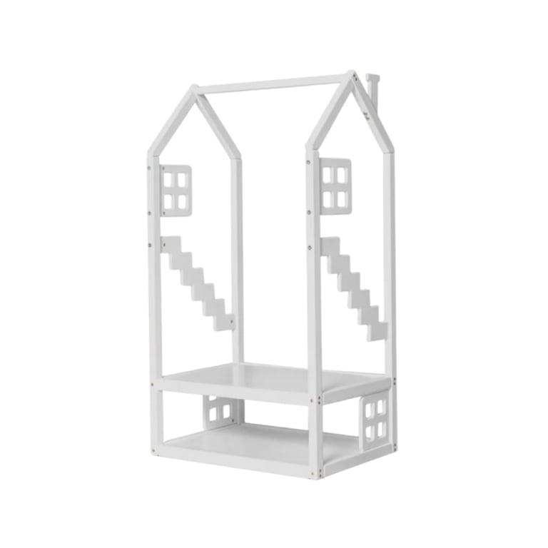 Montessori BusyWood Kids Clothing Rack With Windows White