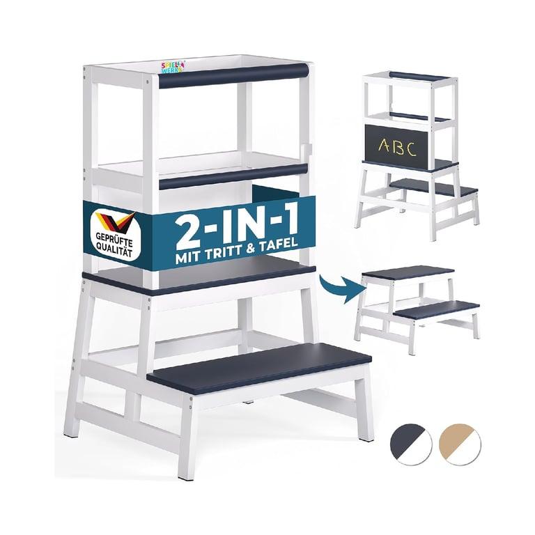 Montessori Spielwerk Toddler Tower With Chalkboard Gray