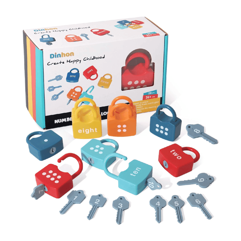 Montessori Dinhon Lock and Key Set Numbers Digital