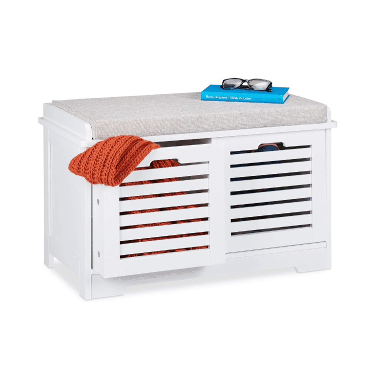 Montessori Relaxdays Storage Bench White 2