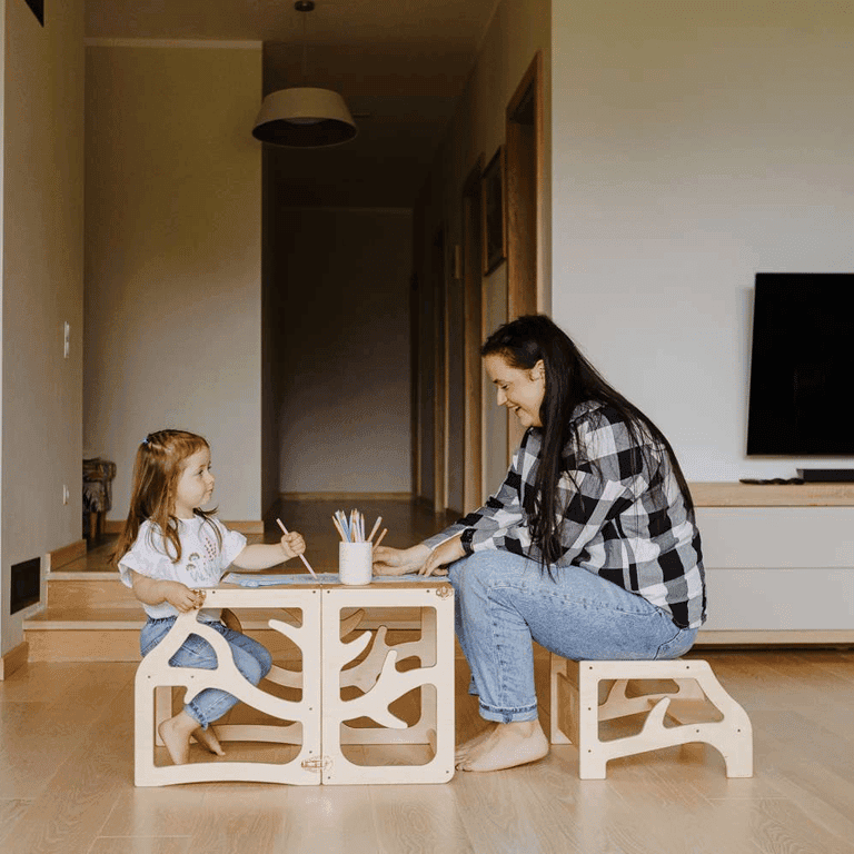 Montessori Weco 3 in 1 Tree Design Kitchen Tower With Step Stool Clear