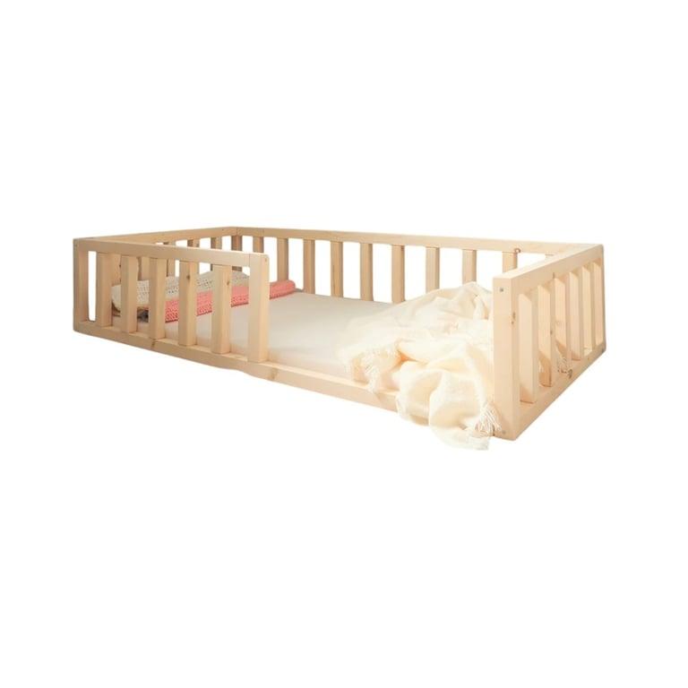 Montessori Bash & Timber Twin Size Floor Bed Frame With Rails and Slats